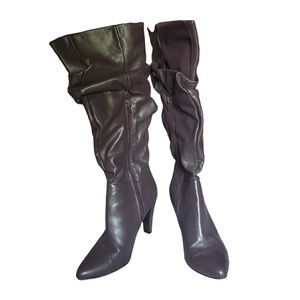 Christian Siriano Goth Tall Slinky Dark Purple Heeled Boots US Women’s Size 8.5